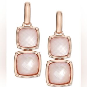 Macy's Bronzarte 18k Rose Gold over Bronze, Rose Quartz Earrings